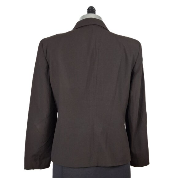 Michael Kors Womans Business Career Suit Blazer Jacket Sz 12 Matte Brown Fitted - Picture 9 of 16